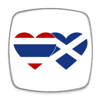 Thailand Scotland flag heart - Square fridge magnet - white - Front