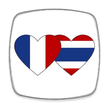 Frankreich Thailand Flagge Herz - Viereckiger Kühlschrankmagnet - Weiß - Vorne