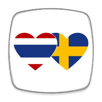 Thaïlande Suède Drapeau Coeur - Magnet carré - blanc - Devant