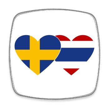 Schweden Thailand Flagge Herz - Viereckiger Kühlschrankmagnet - Weiß - Vorne