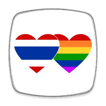 Coeur de drapeau LGBT de Thaïlande - Magnet carré - blanc - Devant