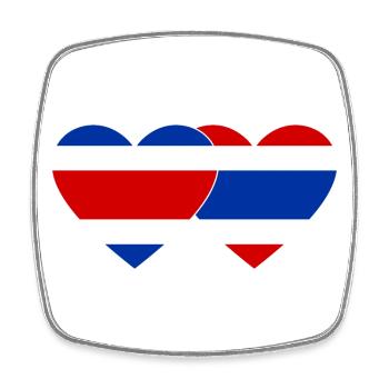 Thailand Costa Rica Flag Heart - Square fridge magnet - white - Front