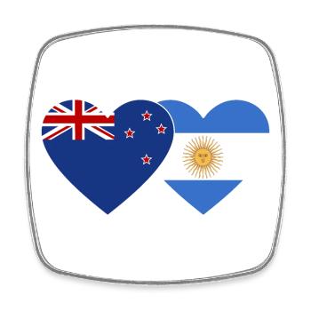 New Zealand Argentina flag heart - Square fridge magnet - white - Front