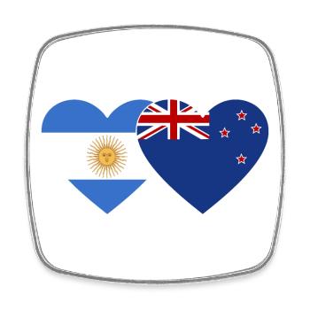 Argentinien Neuseeland Flagge Herz - Viereckiger Kühlschrankmagnet - Weiß - Vorne