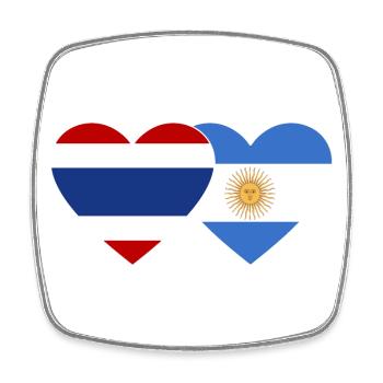 Coeur de drapeau Thaïlande Argentine - Magnet carré - blanc - Devant