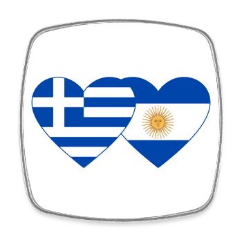 Griechenland Argentinien Flagge Herz - Viereckiger Kühlschrankmagnet - Weiß - Vorne