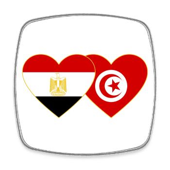 Egypt Tunisia Flag Heart - Square fridge magnet - white - Front