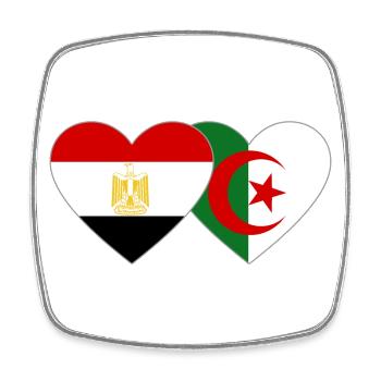 Egypt Algeria Flag Heart - Square fridge magnet - white - Front