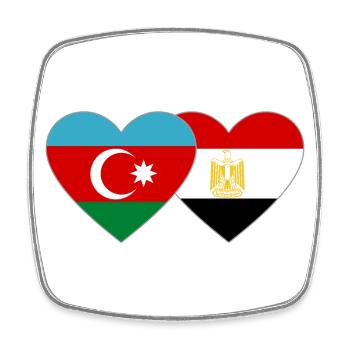 Azerbaijan Egypt Flag Heart - Square fridge magnet - white - Front