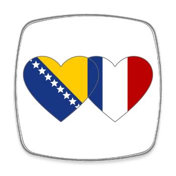 Bosnie France Drapeau Coeur - Magnet carré - blanc - Devant