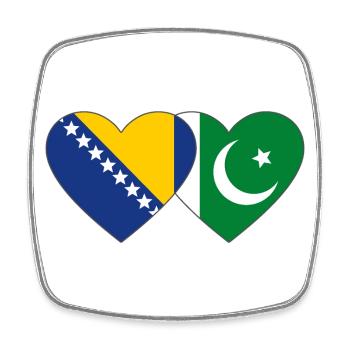 Bosnien Pakistan Flagge Herz - Viereckiger Kühlschrankmagnet - Weiß - Vorne