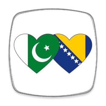 Pakistan Bosnia Flag Heart - Square fridge magnet - white - Front