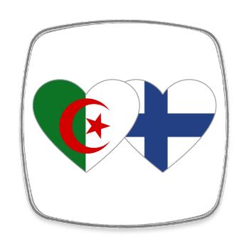 Algérie Finlande Drapeau Coeur - Magnet carré - blanc - Devant
