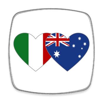 Italie Australie Drapeau Coeur - Magnet carré - blanc - Devant