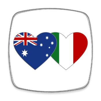 Australie Italie Drapeau Coeur - Magnet carré - blanc - Devant
