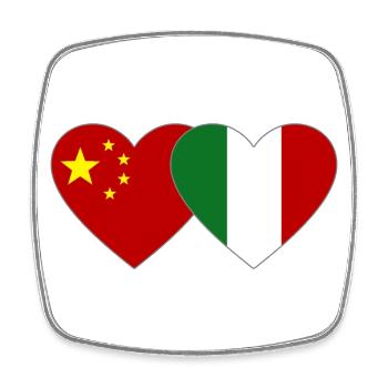 China Italy Flag Heart - Square fridge magnet - white - Front