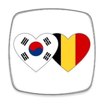 Corée du Sud Belgique Drapeau Coeur - Magnet carré - blanc - Devant