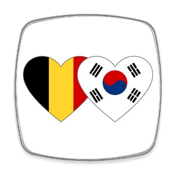 Belgique Corée du Sud Drapeau Coeur - Magnet carré - blanc - Devant