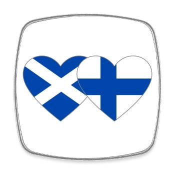 Schottland Finnland Flagge Herz - Viereckiger Kühlschrankmagnet - Weiß - Vorne
