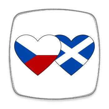 Czech Republic Scotland Flag Heart - Square fridge magnet - white - Front
