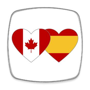 Kanada Spanien Flagge Herz - Viereckiger Kühlschrankmagnet - Weiß - Vorne