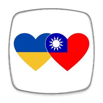 Drapeau de l’Ukraine Taïwan - Magnet carré - blanc - Devant