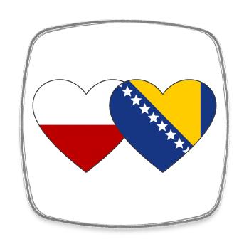 Pologne Bosnie Drapeau Coeur - Magnet carré - blanc - Devant