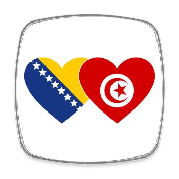 Bosnien Tunesien Flagge Herz - Viereckiger Kühlschrankmagnet - Weiß - Vorne
