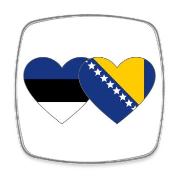 Estonia Bosnia Flag Heart - Square fridge magnet - white - Front