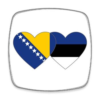 Bosnia Estonia Flag Heart - Square fridge magnet - white - Front