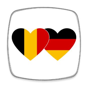 Belgium Germany Flag Heart used - Square fridge magnet - white - Front