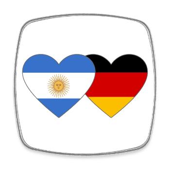 Argentinien Deutschland Flagge Herz - Viereckiger Kühlschrankmagnet - Weiß - Vorne