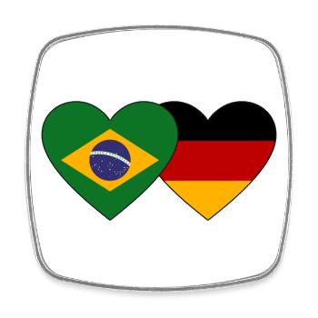 Brazil Germany Flag Heart - Square fridge magnet - white - Front