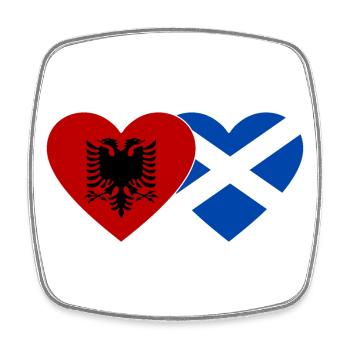 Albania Scotland Flag Heart - Square fridge magnet - white - Front