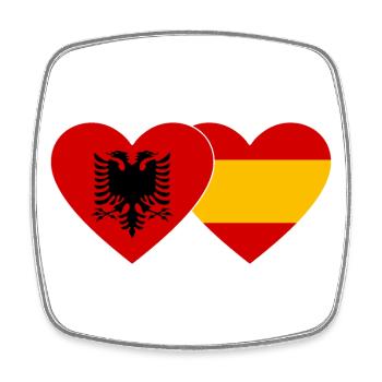 Albanien Spanien Flagge Herz - Viereckiger Kühlschrankmagnet - Weiß - Vorne