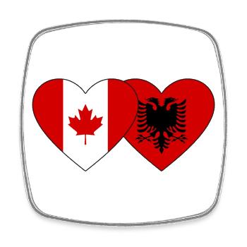 Kanada Albanien Flagge Herz - Viereckiger Kühlschrankmagnet - Weiß - Vorne