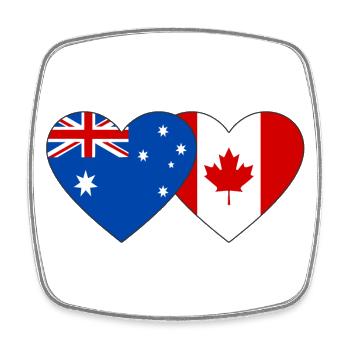 Australie Canada drapeau coeur - Magnet carré - blanc - Devant