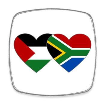 Palestine Afrique du Sud Drapeau Coeur - Magnet carré - blanc - Devant