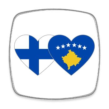 Finlande Kosovo Drapeau Coeur - Magnet carré - blanc - Devant