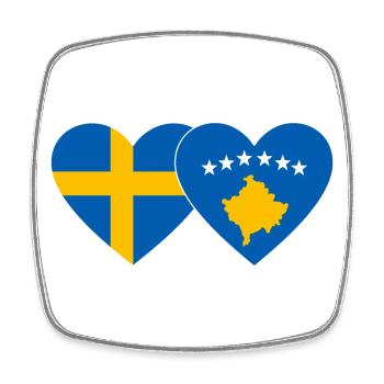 Schweden Kosovo Flagge - Viereckiger Kühlschrankmagnet - Weiß - Vorne