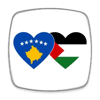 Kosovo Palestine Flag Heart - Square fridge magnet - white - Front