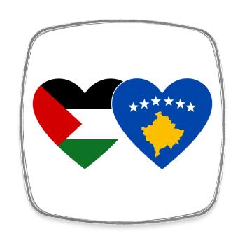 Palestine Kosovo Flag Heart - Square fridge magnet - white - Front