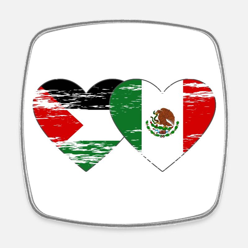Palestine Mexique drapeau coeur - Magnet carré - blanc