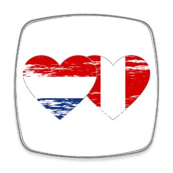 Holland Peru Flagge Herz used - Viereckiger Kühlschrankmagnet - Weiß - Vorne