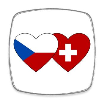 République tchèque Suisse drapeau coeur - Magnet carré - blanc - Devant