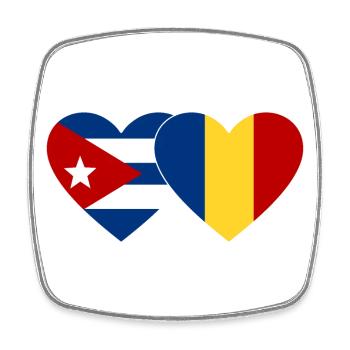 Cuba Romania Flag Heart - Square fridge magnet - white - Front