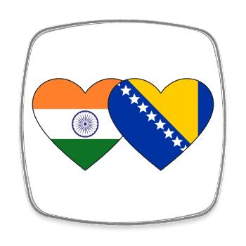 Indien Bosnien Flagge Herz - Viereckiger Kühlschrankmagnet - Weiß - Vorne