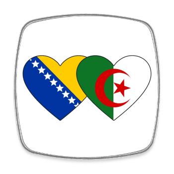 Bosnia Algeria Flag Heart - Square fridge magnet - white - Front