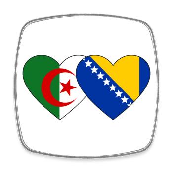 Algeria Bosnia Flag Heart - Square fridge magnet - white - Front