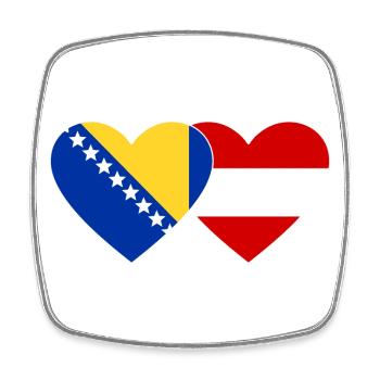 Bosnie Autriche Drapeau Coeur - Magnet carré - blanc - Devant